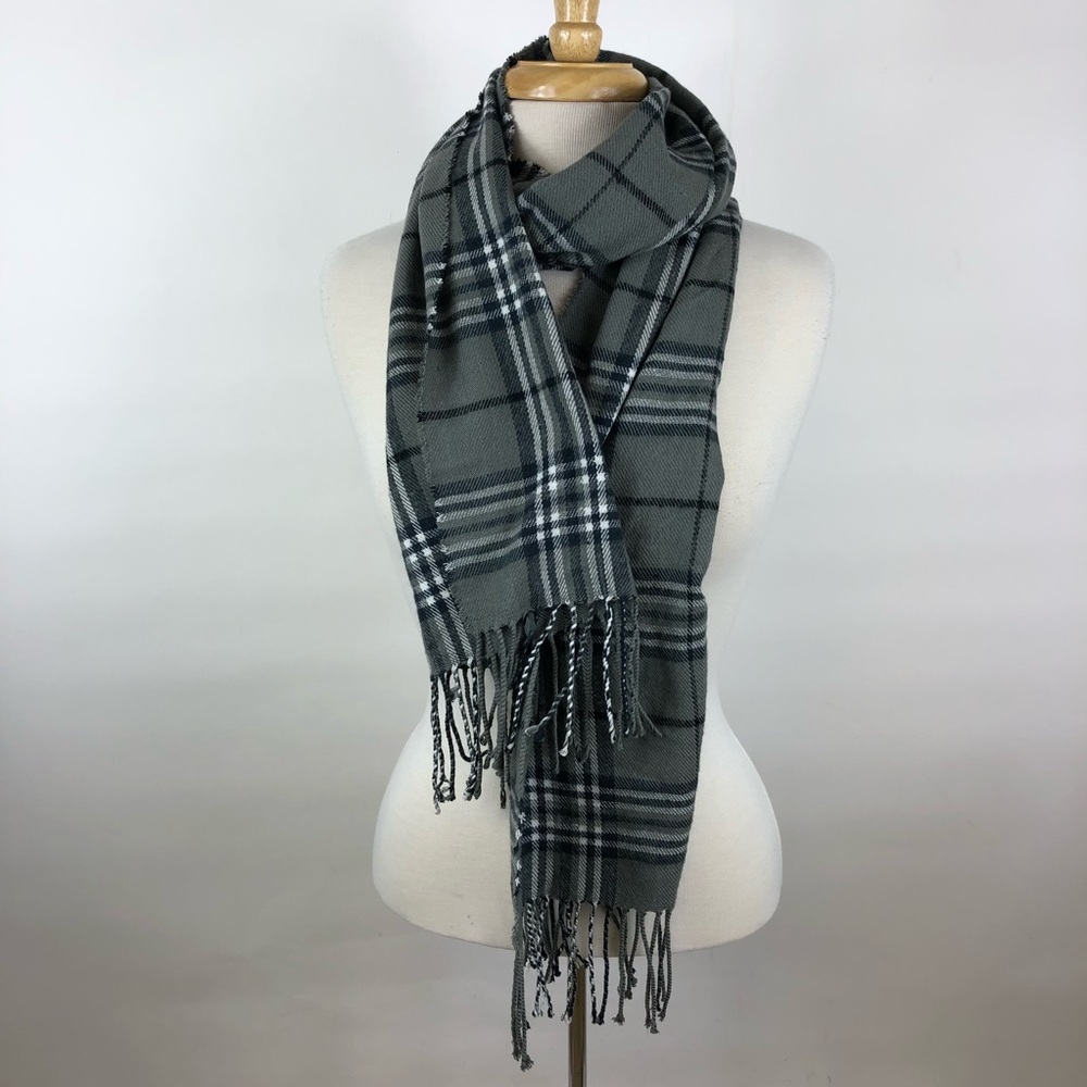 Quagga Green Label | Gray Black Plaid Soft Scarf